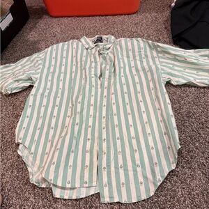 Green and White Striped Shirt condition as shown see images